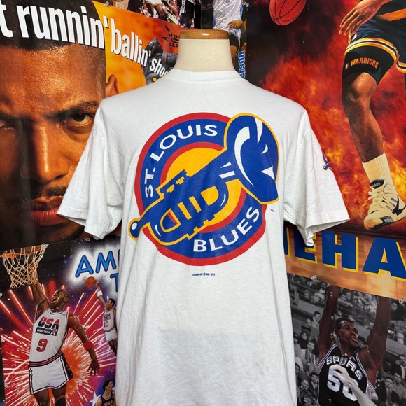 Champion Other - Vintage 90s St. Louis Blues Trumpet USA Champion Hockey NHL T Shirt Sz Large